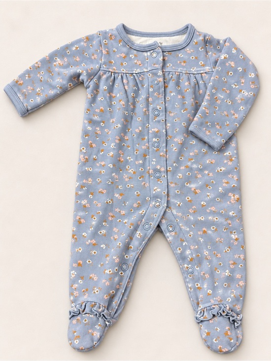 Carter's Other - Carter’s - Button Down Sleeper - Blue W/ Print & Ruffles (Cotton) - 3M